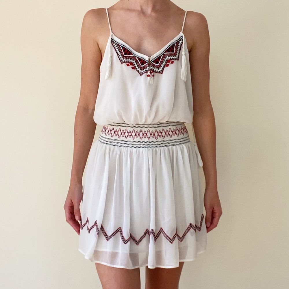FREE PEOPLE Embroidered Beaded Dress with Tassels